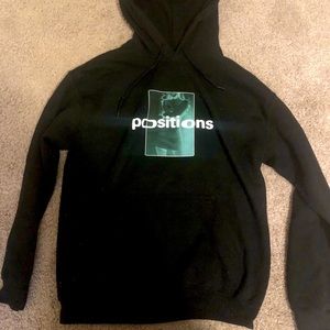 Black (size large), barely worn, Ariana Grande positions hoodie.